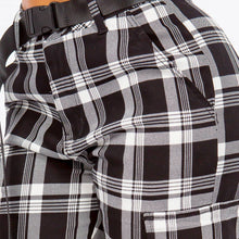 Red Black High Waist Plaid Patter Joggers