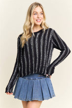Black Vertical Textured Stripe Sweater