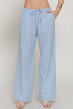 Blue Eyelet Woven Long Pants