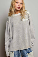 Sand Mixed Panel Thermal Top Vintage Wash Relaxed Fit POL Shirt