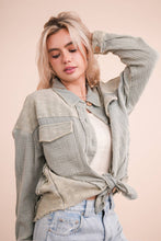 Denim Mineral Washed Oversized Gauze Shacket Jacket