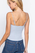 Celadon Green Straight Neck Two Ply Rib Knit Cami Top