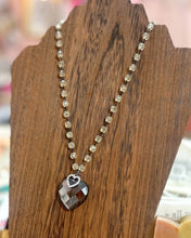 Soldered Crystal Heart Vintage Crystal Beaded Chain Necklace