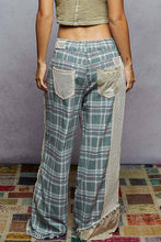 Teal Plaid Stud detail woven denim POL pants