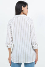 Taupe Air Breeze Sheer Stripe Button-Up Overshirt