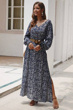 Black Floral Printed Long Sleeve Maxi Dress