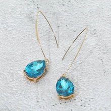Fuchsia Teardrop Stone Cluster Long Drop Earrings
