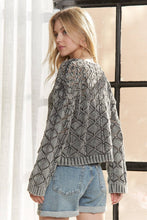 LONG SLEEVE DIAMOND KNIT SWEATER - CESW3862: CHARCOAL / S-M-L(2-2-2)