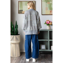 Grey Floral Patterened Funnel Neck Long Sleeve Oli+Hali Sweater