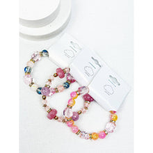 Soft Pink Shades of Mix Bead Stretch Bracelets: MIX COLOR / ONE(12)