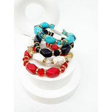 Bold Stones and Beads Mixed Adjustable Stretch Bracelet: MIX COLOR / ONE(12)