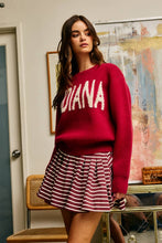 Crimson Cream Indiana Intarsia Knit Sweater