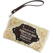 Bible Verse Philippians 4:13 Embroidery Crossbody Wallet: Black