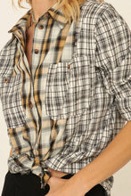 Honey Gold Colorblock Plaid Oversize Buttoned Pocket Shirt