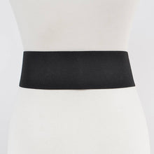 Black Silver Rhinestone Buckle Elastic Belt