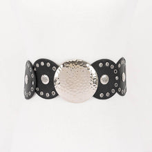 Black Vintage Disc Elastic Plus Size Belt