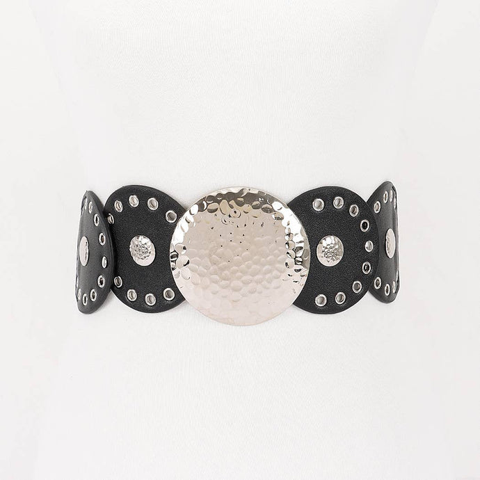 Black Vintage Disc Elastic Plus Size Belt