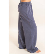 Navy Mineral Washed Wide Leg Pants