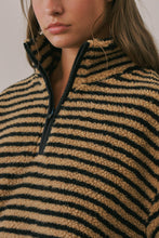 HT3686 Mandy Half Zip Fleece Pullover (TAUPE/BLACK): TAUPE/BLACK / S-M-L (3-2-1)