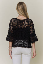 OPEN-KNIT SQUARE CROCHET TOP Rust