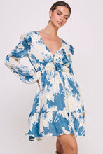 Blue Long Sleeve Mini Dress
