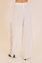 Cream Wide Leg Lace Panel Pants
