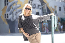 Black Frayed Peace Top