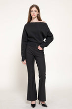 Black Long Sleeve Off The Shoulder Thumb Hole Inner Fleece Top