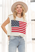 Ivory Sleeveless American Flag Sweater