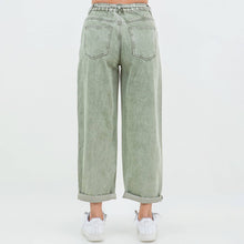 Olive Washed Barrel Fit Pants