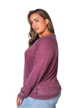 Burgundy Plus Long Sleeve Rib Cuff & Hem Sweatshirt