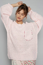 Pink Blush Round neck solid pocket thin sweater POL top