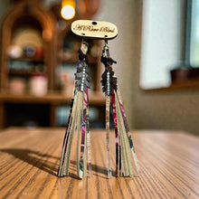 Printed Leather fringe Rare Bird Earrings