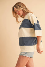 Pineapple Navy Polly Color Block Top