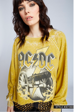 ACDC Rock Cannon Mustard LS Burnout Sweatshirt
