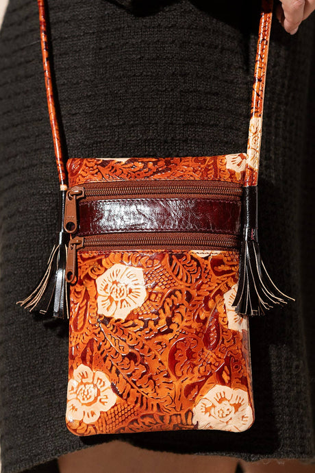 Magnolia Hand-painted Genuine Leather Cellphone Bag
