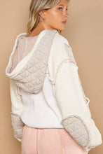 Cream Beige Cut sew multi fabric hooded button down combo POL shacket