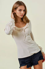 Light Beige Scoop Neck Ruffle Top