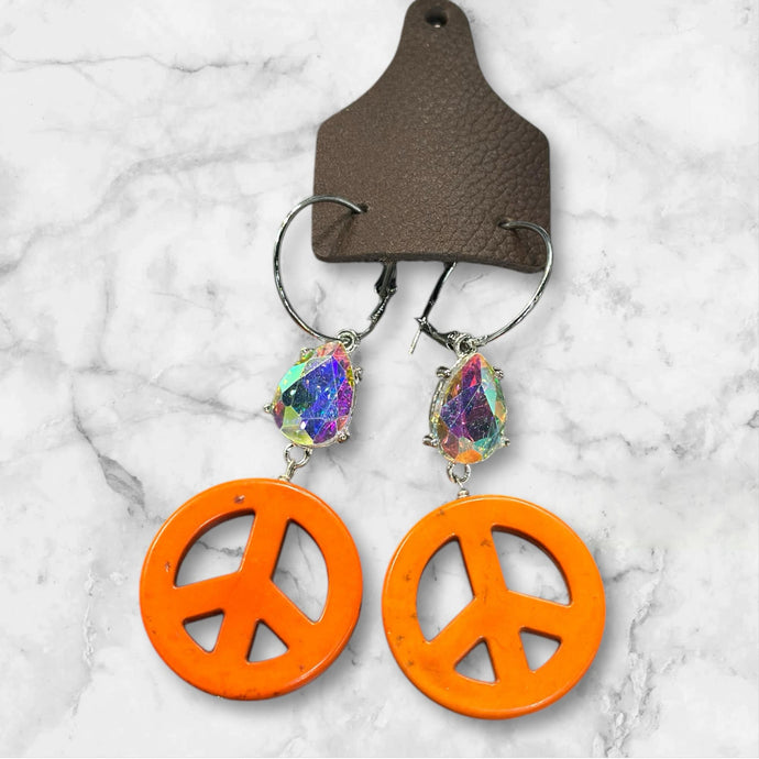 Orange Earrings-peace