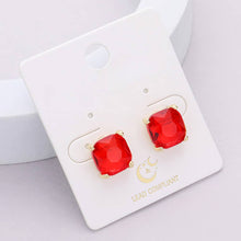 Lavender Cushion Square Stone Stud Evening Earrings