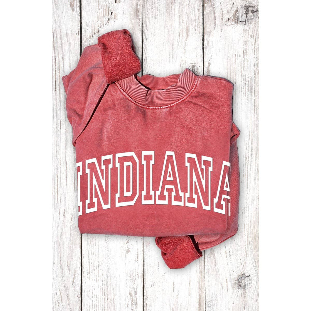 Mineral Vintage Red Indiana Puff Graphic Sweatshirt