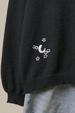 Black Ivory Contrast Graphic Knit Sweater