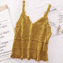 Beige Solid Color Crochet Lace Hollow Camisole Top