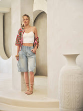 Cargo Denim Knee Length Shorts LT WASH