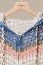 Ivory Bloom Zip Hood Crochet Cardigan