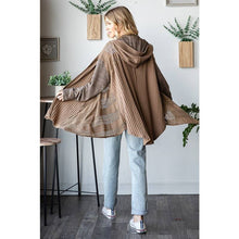 Coffee Mix Media Lace Hooded Long Sleeve Oli+Hali Cardigan