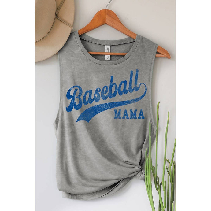 Mineral Grey Baseball Mama Graphic Tank Top