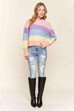 Multi Color Mock Neck Rib Sweater