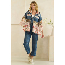 Denim Floral Ruffle Hooded Lace Flannel Oli+Hali Jacket