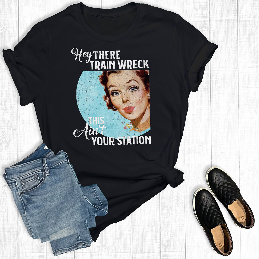 Black Hey Train Wreck This Isn't Your Station Tee
